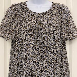 J. Crew Silk Floral Chiffon Metallic Blouse Size 0